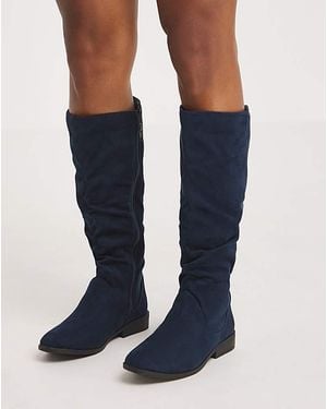 JD Williams Ruched Boot Eee Fit Super Curvy Calf - Blue