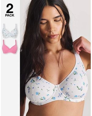 Slimma 2 Pack Cotton Full Cup Bras - Multicolour