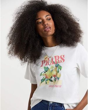 Pieces Gina Ss Printed Jersey T-Shirt - White