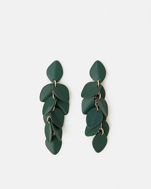 Accessorize Willow Leaf Drop Earrings - Green