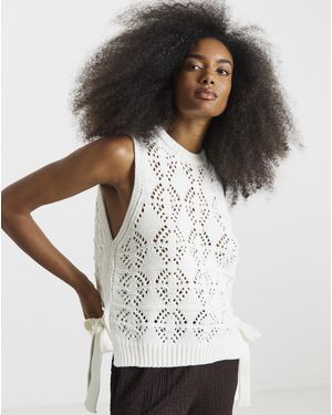 Simply Be Cotton Tie Side Knitted Tank - Grey