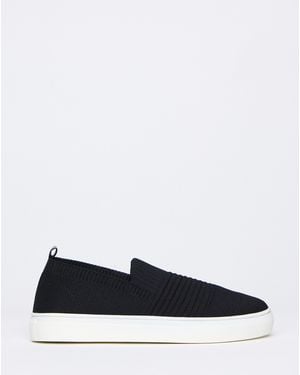 JD Williams Stretch Textile Slip On Trainer Wide Fit - Black