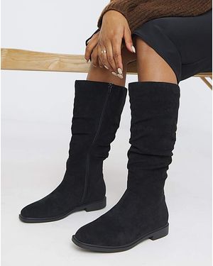 JD Williams Knee High Ruched Boot D Std - Blue