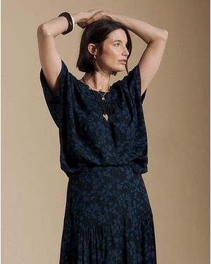 Julipa Gathered Neck Blouse - Blue
