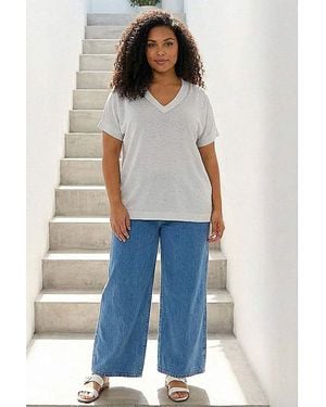 Roman Curve Sparkly Knit Top - Blue