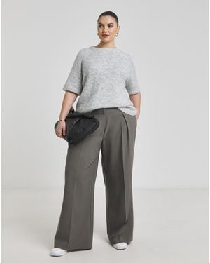 Simply Be Wide Leg Trousers - Grey