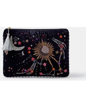Accessorize Embellished Velvet Pouch - Black