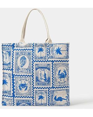 Accessorize Stamp Print Quilted Bag - Blue