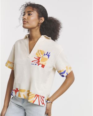 Native Youth Floral Linen Blend Shirt - White