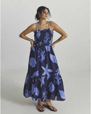 MAGISCULPT Shirred Midi Beach Dress - Blue