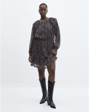 Mango Sara Printed Mini Dress - Grey