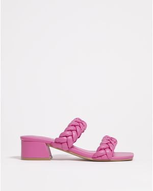 Simply Be Plaited Low Heeled Sandals Ex Wide - Pink