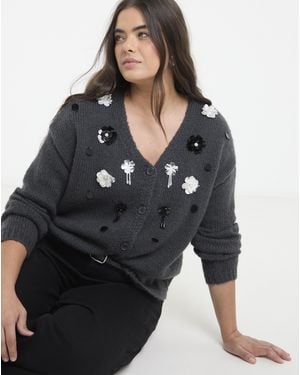 Simply Be Embellished Cardigan - Blue
