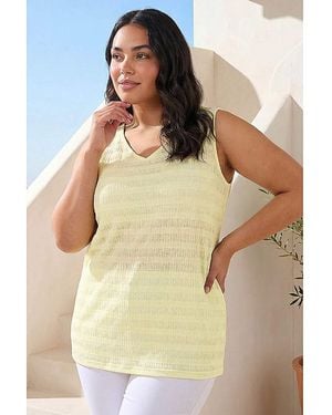 Roman Curve Stripe Textured Vest Top - Yellow
