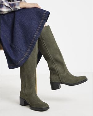 JD Williams Suede Block Heel Knee High Boot Wide C C - Blue