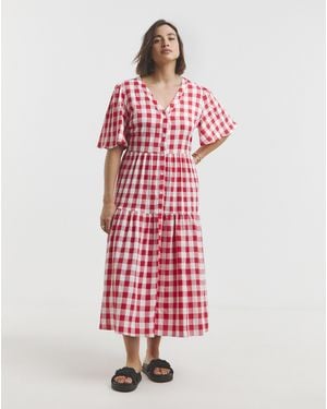 Simply Be Gingham Midi Dress - Red