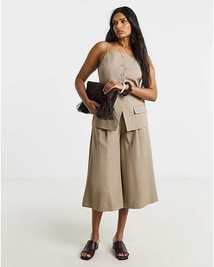 Simply Be Culotte Trousers With Belt Detail - Natural