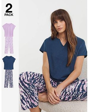 JD Williams 2 Pack Cotton Pj Set - Blue