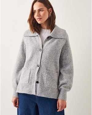 Monsoon Clay Collar Cardigan - Grey