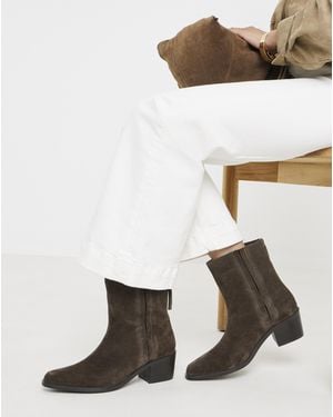 JD Williams Leather Heeled Ankle Boots Wide - White