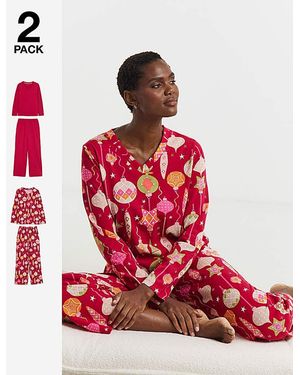 JD Williams Value 2 Pack Pj Set - Red