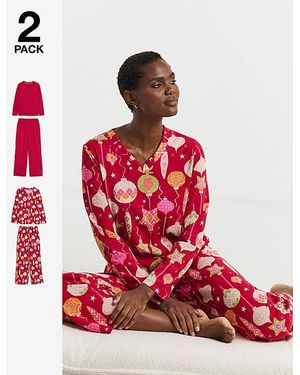JD Williams Value 2 Pack Pj Set - Red