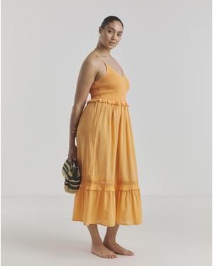Figleaves Shirred Maxi Beach Dress - Metallic