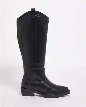 Simply Be Western Knee High Boots Wide Sc - Black