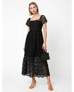 Lovedrobe Floral Lace Midaxi Dress - Black