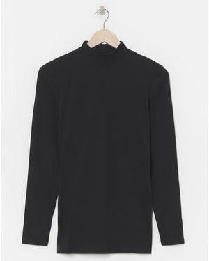 Pretty Secrets Thermal Brushed Fleece Tn Ls Top - Black