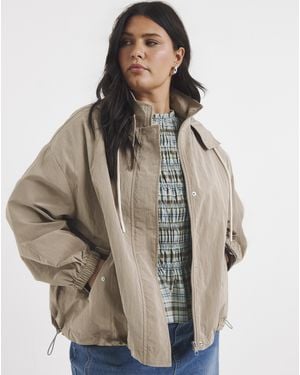 Simply Be Hooded Wind Breaker - Brown