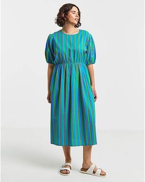 Simply Be Seersucker Midi Dress - Blue