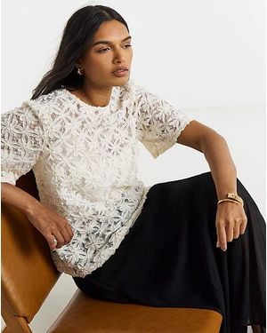 Joanna Hope Textured Floral Blouse - White