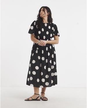 Simply Be Viscose Shirred Midi Dress - White
