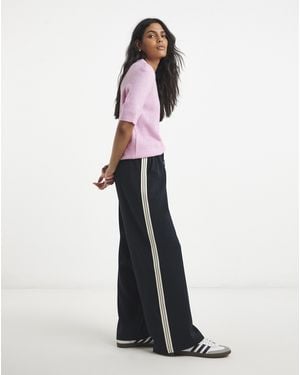 Simply Be Side Stripe Wide Trouser - White