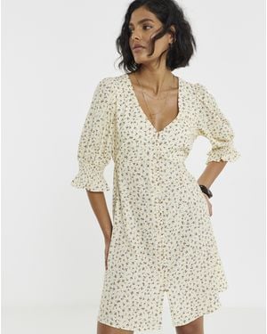 Simply Be Floral Tea Dress - Natural