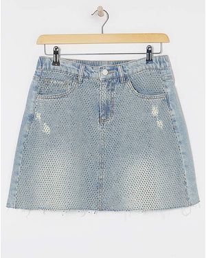 Simply Be Embellished Denim Mini Skirt - Blue