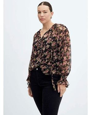 Mango Semi- Transparent Flowy Blouse - Multicolour