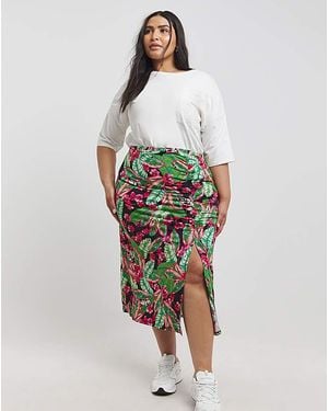 Simply Be Ruched Detail Midi Skirt - Multicolour