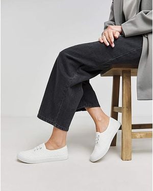 Simply Be Lace Up Plimsole Wide Fit - White