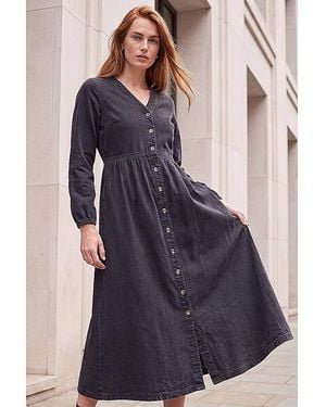 Roman Roman Denim Button Down Midi Dress - Blue