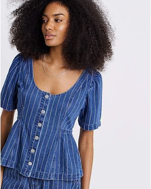 Simply Be Denim Peplum Top - Blue
