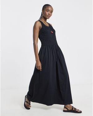 Simply Be Shirred Jersey Midi Dress - Blue