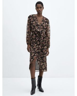 Mango Knot Print Dress - Brown