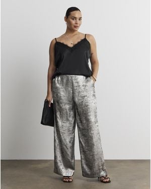 Joanna Hope Hammered Foil Wide Trouser - Grey