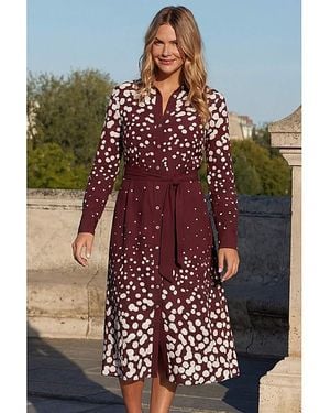 Sosandar Gradiant Spot Print Shirt Dress - Red