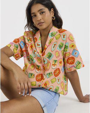 Twisted Wunder Linen Postcard Shirt - Orange