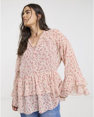 Simply Be Floral Georgette Smock Blouse - Pink