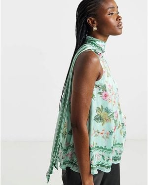 Joanna Hope Halter Neck Drape Blouse - Multicolour