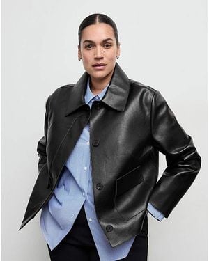 Mango Faux Leather Jacket - Black